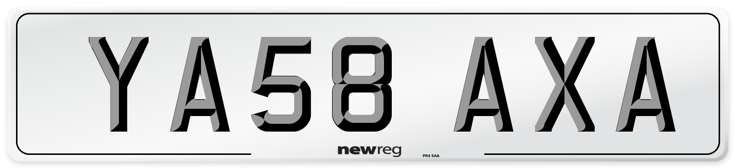 YA58 AXA Number Plate from New Reg